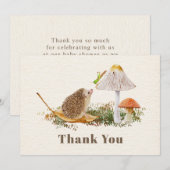 Hedgehog Mushroom Grasshopper Baby shower Bedankkaart (Voorkant / Achterkant)
