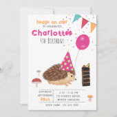 Hedgehog Mushroom Woodland Forest Balloon Birthday Kaart (Voorkant)