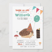 Hedgehog Mushroom Woodland Forest Balloon Birthday Kaart (Voorkant)