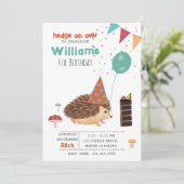 Hedgehog Mushroom Woodland Forest Balloon Birthday Kaart (Staand voorkant)