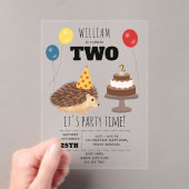 Hedgehog Mushroom Woodland Forest Funny Birthday Acryl Uitnodigingen (Insitu (Draagbaar))