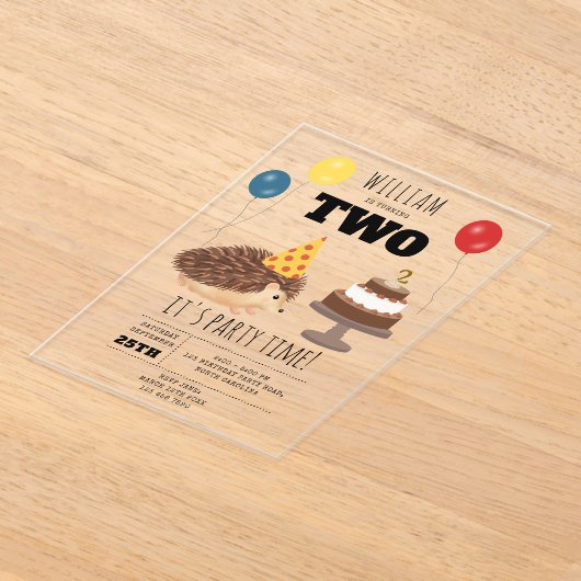 Hedgehog Mushroom Woodland Forest Funny Birthday Acryl Uitnodigingen (Laagn)