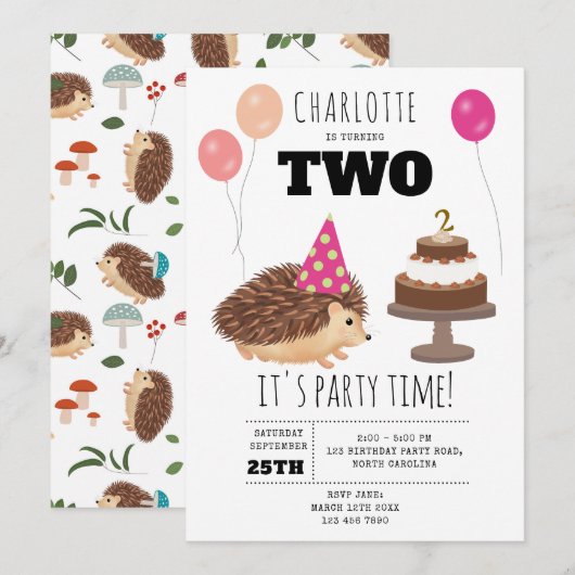 Hedgehog Mushroom Woodland Forest Funny Birthday Kaart (Voorkant / Achterkant)