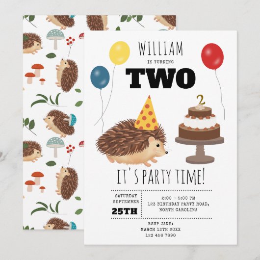 Hedgehog Mushroom Woodland Forest Funny Birthday Kaart (Voorkant / Achterkant)