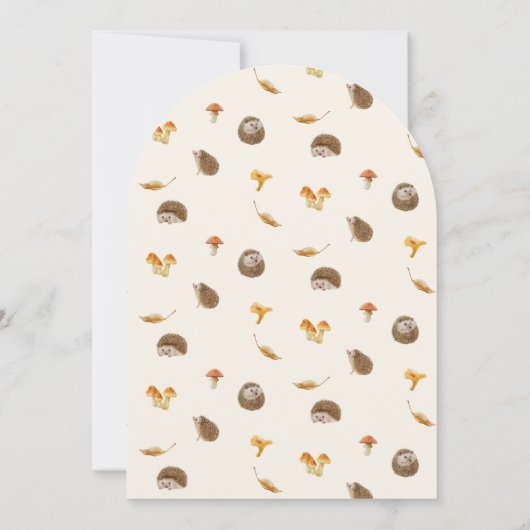 Hedgehog Mushroom Woodland Herfst Genderneutraal Kaart (Achterkant)