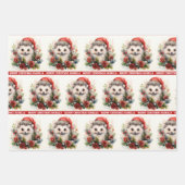 Hedgehog Naam toevoegen Christmas 3 Inpakpapier Vel (Voorkant)