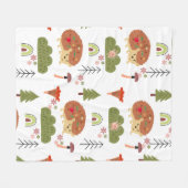 Hedgehog Natuur Bloemen Regenboog Patroon Fleece Deken (Voorkant (Horizontaal))