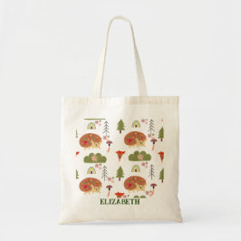 Hedgehog Natuur Bloemen Regenboog Patroon Tote Bag