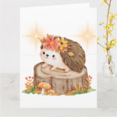 Hedgehog op Stump Kaart (Gele Bloem)