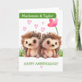 Hedgehog paar gepersonaliseerd Jubileum Kaart (Voorkant)
