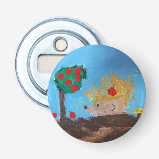 Hedgehog Painting Button Flesopener (Voorkant)