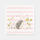 Hedgehog Party Decor Papier Servetten Roze Gestree (Voorkant)