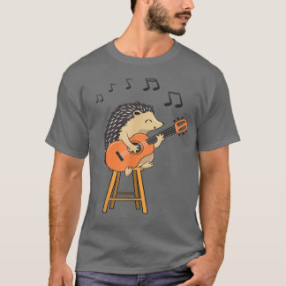 Hedgehog Playing Acoustic Guitar Cute Player Hedge T-shirt