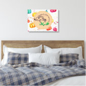 Hedgehog Pompoenen Herfst Canvas Print (Insitu (Slaapkamer))