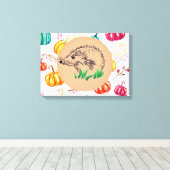 Hedgehog Pompoenen Herfst Canvas Print (Insitu (Houten vloer))