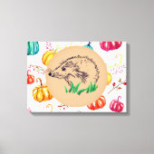 Hedgehog Pompoenen Herfst Canvas Print (Voorkant)