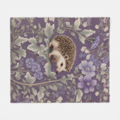 Hedgehog Purple William Morris Inspired Floral Fleece Deken (Voorkant (Horizontaal))