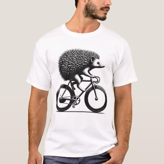 Hedgehog Riding Bike Biker Fietsliefhebber Fietsen T-shirt (Voorkant)