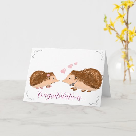 Hedgehog romantisch verloving kaart (Gele Bloem)