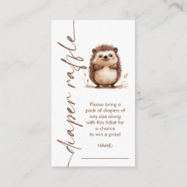 Hedgehog Rotated Script Luier Raffle Baby shower Informatiekaartje