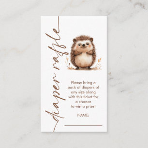 Hedgehog Rotated Script Luier Raffle Baby shower Informatiekaartje