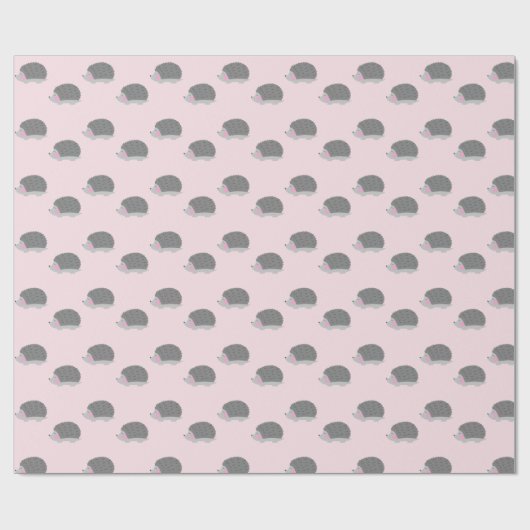 Hedgehog Roze en Grijs Verpakkingsdocument Cadeaupapier (Vlak)