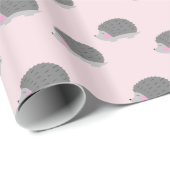 Hedgehog Roze en Grijs Verpakkingsdocument Cadeaupapier (Rol Hoek)