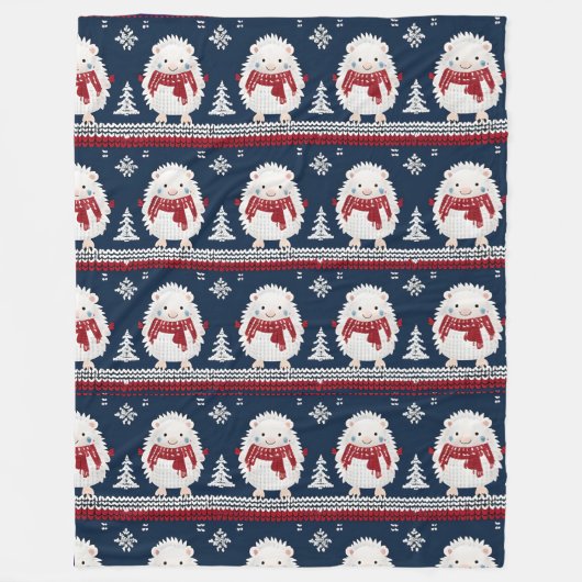 Hedgehog’s in Scarves  Fleece Deken (Voorkant)