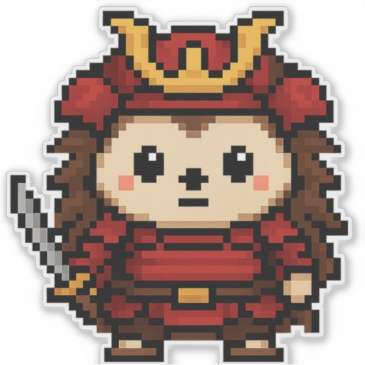 Hedgehog Samurai sticker 6x6 (Voorkant)