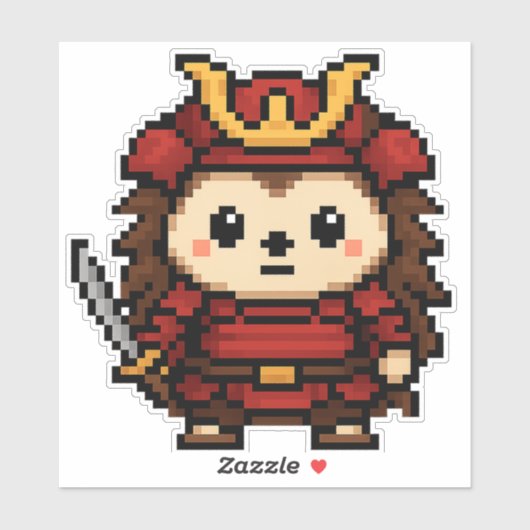 Hedgehog Samurai sticker 6x6 (Vel)