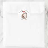 Hedgehog Santa Hat Baby 1st Christmas Ronde Sticker (Tas)