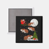 Hedgehog Santa Sleigh Flying Funny Magical Christm Magneet (Voorkant / Achterkant)