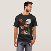 Hedgehog Santa Sleigh Flying Funny Magical Christm T-shirt (Voorkant volledig)