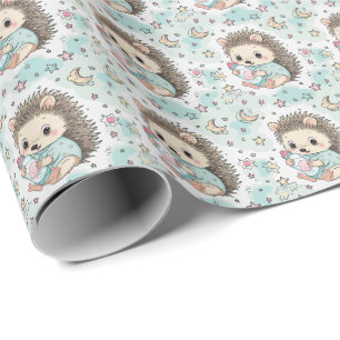 Hedgehog Schattige Baby pastel Waterverf Patroon Cadeaupapier