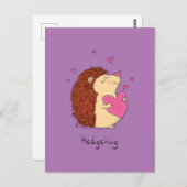 Hedgehog Schattigee Kinder Valentijnsdag Knuffels Briefkaart (Voorkant / Achterkant)