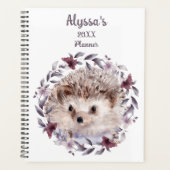 Hedgehog Schattigee Waterverf Baby Dierennaam Kale Planner (Voorkant)