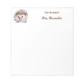 Hedgehog Schattigee Waterverf van het bureau van Notitieblok (Voorkant)