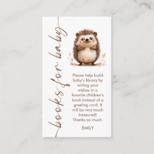 Hedgehog Script Boeken voor Baby shower Informatiekaartje