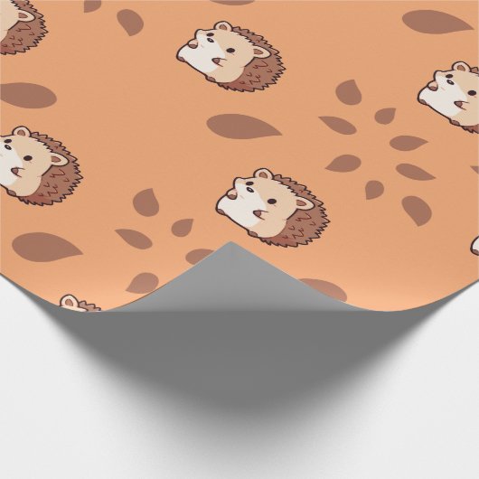 Hedgehog Seamless Herfst Wrapping Paper met Druppe Cadeaupapier (Hoek)