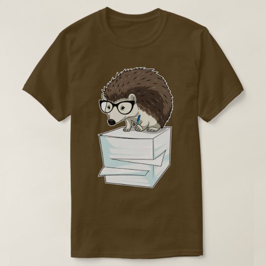 Hedgehog Secretaris Stack van papier T-shirt (Design voorkant)