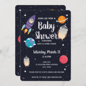 Hedgehog Space Navy Galaxy Baby shower Kaart (Voorkant / Achterkant)