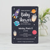 Hedgehog Space Navy Galaxy Baby shower Kaart (Staand voorkant)