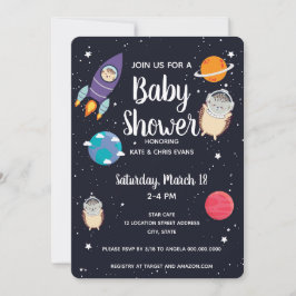 Hedgehog Space Navy Galaxy Baby shower Kaart