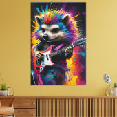 Hedgehog speelt gitaar, rock graffiti canvas afdruk (Insitu (Woonkamer))