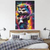Hedgehog speelt gitaar, rock graffiti canvas afdruk (Insitu (Slaapkamer))