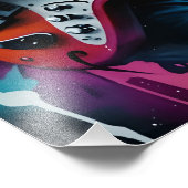 Hedgehog speelt gitaar, rock graffiti foto afdruk (Hoek)