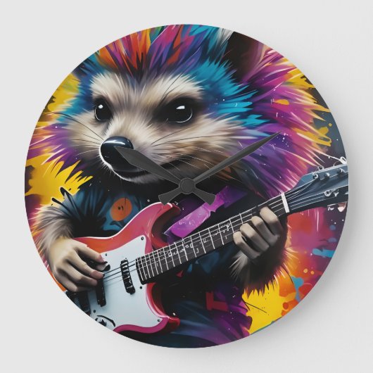 Hedgehog speelt gitaar, rock graffiti grote klok (Voorkant)