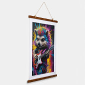 Hedgehog speelt gitaar, rock graffiti hangend wandkleed (Gebogen)