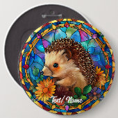 Hedgehog Stain Glass Design Ronde Button 6,0 Cm (Voorkant /achterkant)