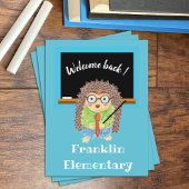 Hedgehog teacher back-to school postcard aankondigingskaart